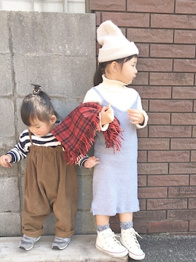 「キャミワンピ」｜「アイテム（オールインワン・サロペット）」を使った、yuunaさん（キッズ・100cm）の秋コーディネート