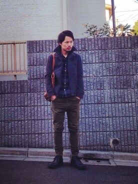 「BLUE WORK（ブルーワーク）のアイテム（トップス）」を使った、ひかるさん（メンズ・166cm）の春コーディネート