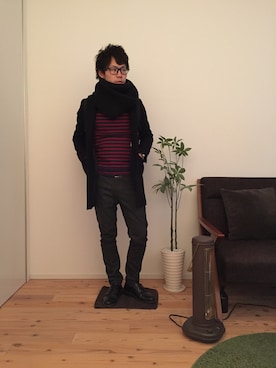 「BLUE WORK（ブルーワーク）のアイテム（パンツ）」を使った、ひかるさん（メンズ・166cm・20代）の冬コーディネート