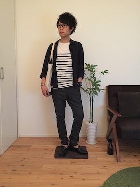 「BLUE WORK（ブルーワーク）のアイテム（パンツ）」を使った、ひかるさん（メンズ・166cm・20代）の夏コーディネート