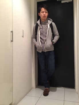 「BLUE WORK（ブルーワーク）のアイテム（トップス）」を使った、ひかるさん（メンズ・166cm・20代）の秋コーディネート