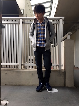 「BLUE WORK（ブルーワーク）のアイテム（トップス）」を使った、ひかるさん（メンズ・166cm・20代）の秋コーディネート