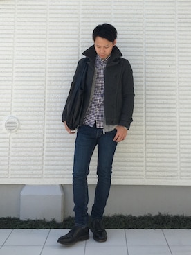 「BLUE WORK（ブルーワーク）のアイテム（トップス）」を使った、ひかるさん（メンズ・166cm・20代）の冬コーディネート