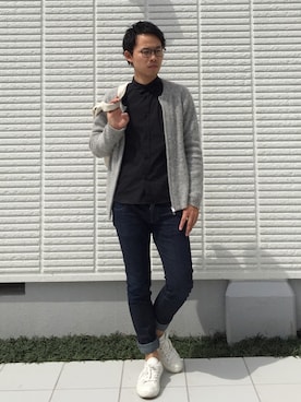 「BLUE WORK（ブルーワーク）のアイテム（トップス）」を使った、ひかるさん（メンズ・166cm・20代）の春コーディネート