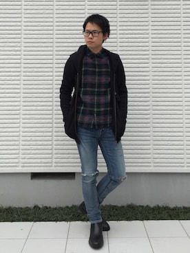 「BLUE WORK（ブルーワーク）のアイテム（トップス）」を使った、ひかるさん（メンズ・166cm・20代）の春コーディネート