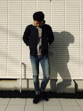 「BLUE WORK（ブルーワーク）のアイテム（トップス）」を使った、ひかるさん（メンズ・166cm・20代）の秋コーディネート