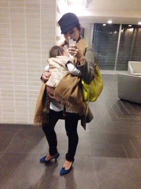 「UNIQLO（ユニクロ）のアイテム（その他パンツ、ブラック系）」を使った、yamaDaさん（レディース・80cm）の秋コーディネート