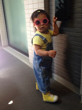 「ZARA（ザラ）のアイテム（Tシャツ/カットソー、イエロー系）」を使った、yamaDaさん（レディース・80cm）の夏コーディネート