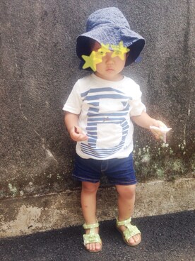 「BEAMS（ビームス）のアイテム（Tシャツ/カットソー、ホワイト系）」を使った、yamaDaさん（レディース・80cm）の夏コーディネート