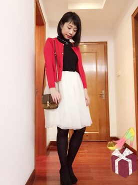 「LAGUNAMOON（ラグナムーン）のアイテム（ワンピース、ホワイト系）」を使った、YamamotoLamさん（レディース・159cm）の冬コーディネート