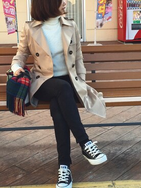 「ヒートテックニット」｜tomoさん（レディース・153cm）の冬コーディネート