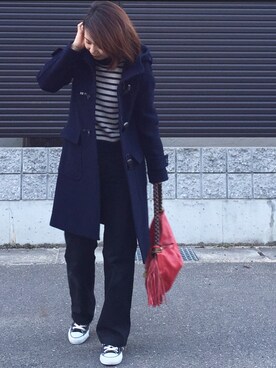 「MACPHEE（マカフィー）のアイテム（ダッフルコート）」を使った、tomoさん（レディース・153cm）の冬コーディネート