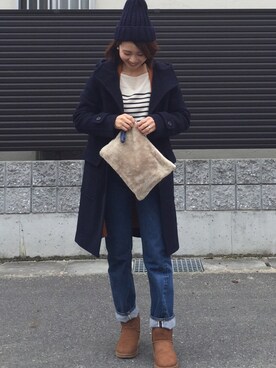 「MACPHEE（マカフィー）のアイテム（ダッフルコート）」を使った、tomoさん（レディース・153cm）の冬コーディネート