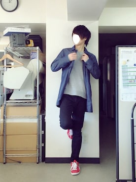 「アイテム（ステンカラーコート）」を使った、げんじさん（メンズ・174cm・10代）の春コーディネート