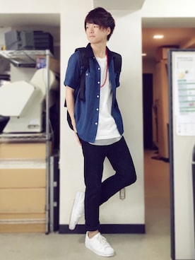 「UNIQLO（ユニクロ）のアイテム（カーゴパンツ）」を使った、げんじさん（メンズ・175cm）の夏コーディネート