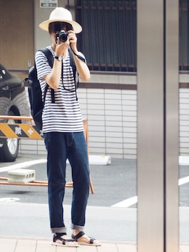 「EN ROUTE（アンルート）のアイテム」を使った、げんじさん（メンズ・175cm）の夏コーディネート