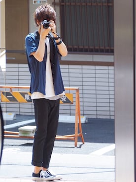 「UNIQLO（ユニクロ）のアイテム（カーゴパンツ）」を使った、げんじさん（メンズ・175cm）の夏コーディネート