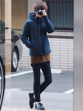 「STUDIOUS（ステュディオス）のアイテム（ダウンジャケット/コート）」を使った、げんじさん（メンズ・175cm）の冬コーディネート