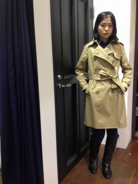 「B'2nd（ビーセカンド）のアイテム（トレンチコート）」を使った、B'2nd 二子玉川さん（レディース・155cm）の冬コーディネート