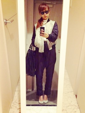 「TOPSHOP（トップショップ）のアイテム（ブルゾン、グリーン系）」を使った、れいこさん（レディース）の秋コーディネート
