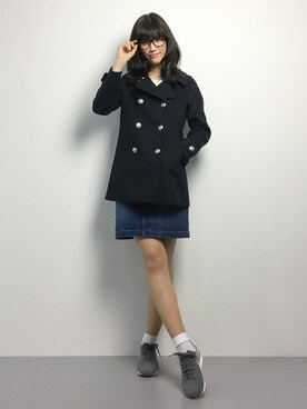「coen（コーエン）のアイテム（ピーコート）」を使った、ちゃら(永安いずみ)さん（レディース・173cm）の冬コーディネート