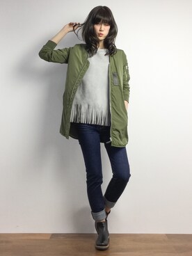 「Right-on（ライトオン）のアイテム（MA-1）」を使った、ちゃら(永安いずみ)さん（レディース・173cm）の春コーディネート