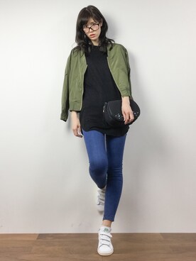 「RAY CASSIN（レイカズン）のアイテム（ブルゾン）」を使った、ちゃら(永安いずみ)さん（レディース・173cm）の春コーディネート