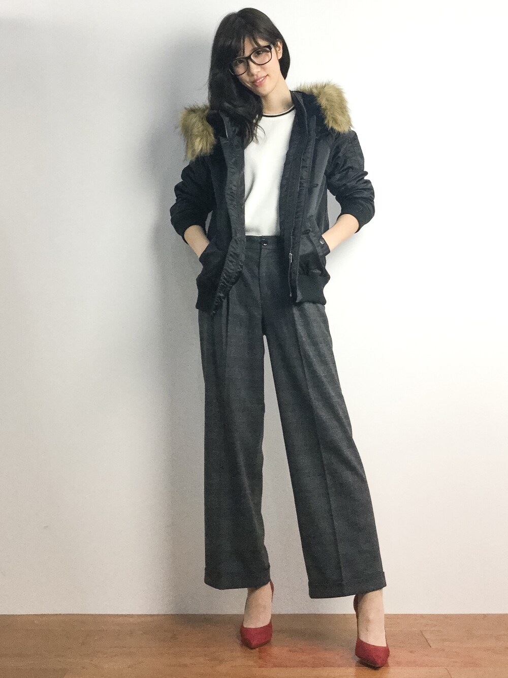 「AZUL by moussyのナイロンツイルN2B JK（その他アウター、ブラック系）」を使った、ちゃら(永安いずみ)さん（レディース・173cm）の春コーディネートの1枚目の写真