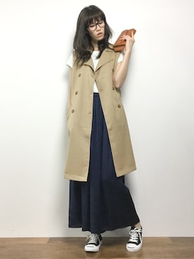 「WEGO（ウィゴー）のアイテム（トレンチコート）」を使った、ちゃら(永安いずみ)さん（レディース・173cm）の春コーディネート