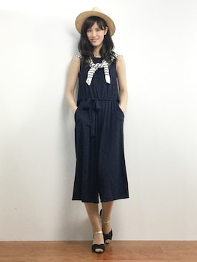「PROPORTION BODY DRESSING（プロポーションボディドレッシング）のアイテム（オールインワン・サロペット）」を使った、ちゃら(永安いずみ)さん（レディース・173cm）の夏コーディネート