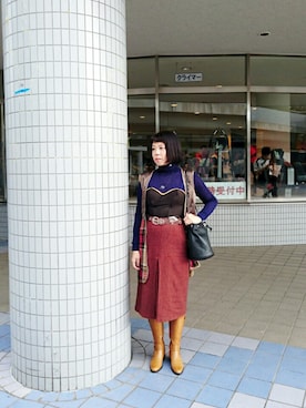 「タートルネック」｜「アイテム（その他アンダーウェア/インナー）」を使った、なおさん（レディース・164cm）の冬コーディネート