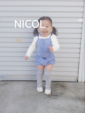 「ボーダーソックス」｜「アイテム（バレエシューズ）」を使った、ssn…Yumiiiさん（キッズ・90cm）の春コーディネート