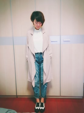 「RESEXXY（リゼクシー）のアイテム（その他アウター）」を使った、シャンシャンさん（レディース・163cm）の秋コーディネート