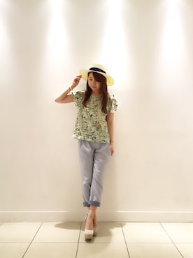 「Paradise Picnic（パラダイスピクニック）のアイテム（帽子）」を使った、さっぴさん（レディース・154cm）の春コーディネート