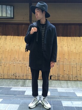 「コクーンコート」｜「アイテム（帽子）」を使った、CHIMMYさん（メンズ・174cm）の秋コーディネート