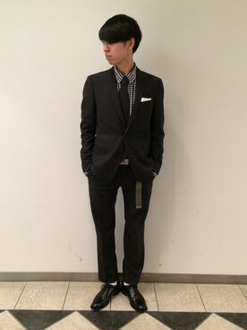 「united arrows」｜「アイテム（セットアップ）」を使った、CHIMMYさん（メンズ・174cm）の冬コーディネート