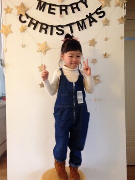 「ハイネックニット」｜「アイテム（オールインワン・サロペット）」を使った、maroさん（キッズ・100cm）の秋コーディネート