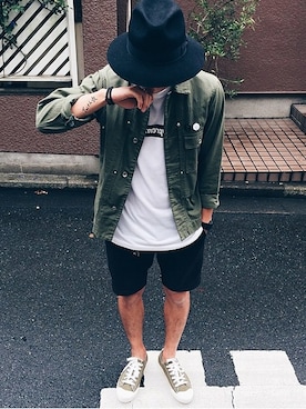 「united arrows」｜「アイテム（ミリタリージャケット）」を使った、Mr__keeさん（メンズ・174cm）の秋コーディネート
