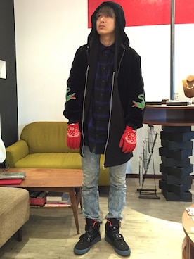 「Supreme x The North Face」｜「アイテム（ブルゾン）」を使った、youkskmtさん（メンズ・175cm）の冬コーディネート