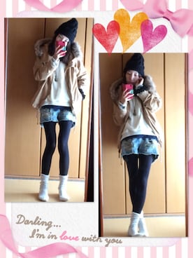 「w closet（ダブルクローゼット）のアイテム（モッズコート）」を使った、みちさん（レディース・166cm）の冬コーディネート