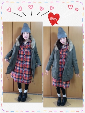 「ゴアブーツ」｜「アイテム（モッズコート）」を使った、みちさん（レディース・166cm）の冬コーディネート