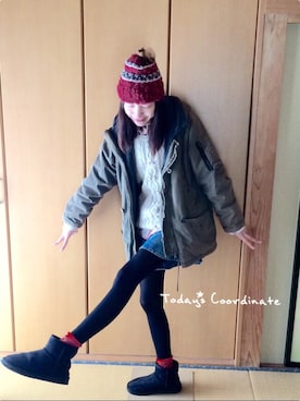 「タイツ×靴下」｜「アイテム（ブーツ）」を使った、みちさん（レディース・166cm）の冬コーディネート