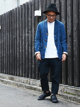 「Super DuperのSuper Duper Hat（ハット、ブラック系）」を使った、ASATAKUさん（メンズ・160cm）の秋コーディネート