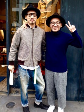 「Johnbull Private labo（ジョンブルプライベートラボ）のアイテム（スラックス）」を使った、ASATAKUさん（メンズ・160cm）の冬コーディネート