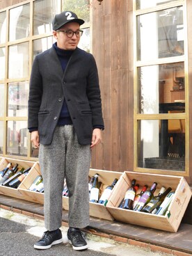 「Johnbull Private labo（ジョンブルプライベートラボ）のアイテム（スラックス）」を使った、ASATAKUさん（メンズ・160cm）の冬コーディネート