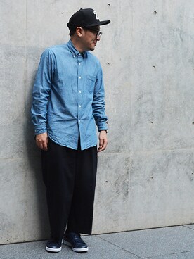 「Johnbull Private labo（ジョンブルプライベートラボ）のアイテム（スラックス）」を使った、ASATAKUさん（メンズ・160cm）の春コーディネート