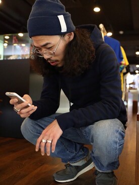 「REIGNING CHAMP（レイニングチャンプ）のアイテム（トップス）」を使った、charlesさん（メンズ・170cm）の冬コーディネート