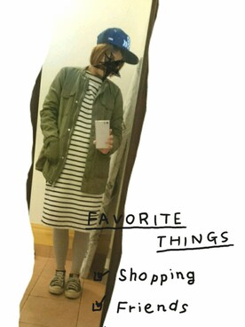 「寒い」｜「アイテム（ミリタリージャケット）」を使った、chiori☻さん（レディース・158cm）の冬コーディネート