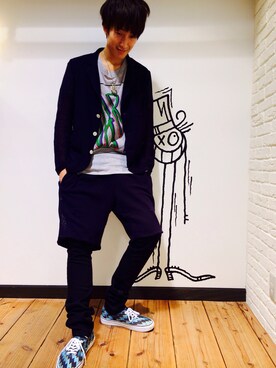 「L.H.P（エルエイチピー）のアイテム（テーラードジャケット）」を使った、NAOさん（メンズ・177cm）の冬コーディネート