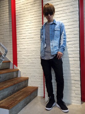 「DANKE SCHON（ダンケシェーン）のアイテム（デニムジャケット）」を使った、NAOさん（メンズ・177cm）の秋コーディネート